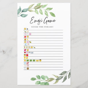 Papier Jeux de Baby Shower Devinez le jeu Emoji Greenery