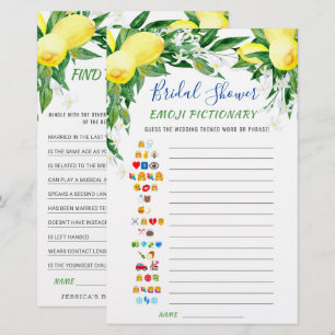 Papier Jeux de Baby Shower en Double Face avec des Citron