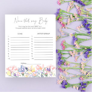 Papier Jeux de baby shower Fleur sauvage devinez le nom d