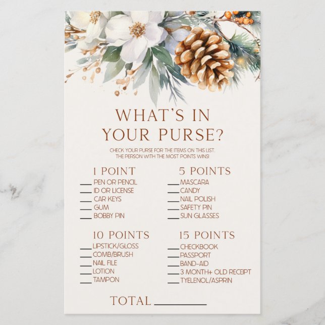 Papier Jeux de Baby Shower Fleurs de Pin Quel est le cont (Devant)