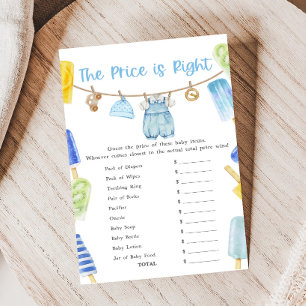 Papier Jeux de Baby Shower Garçon Popsicle Le Prix est Ju