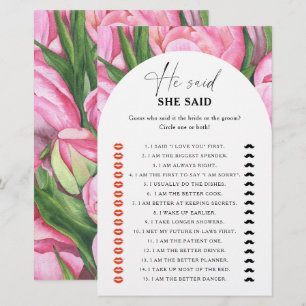 Papier Jeux de baby shower Mariage pivoine roses - Il a d