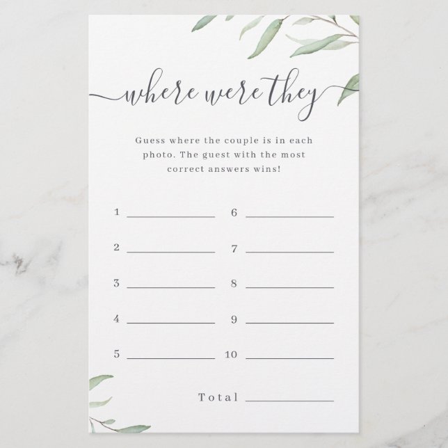 Papier Jeux de baby shower : où étaient-ils ? (Devant)