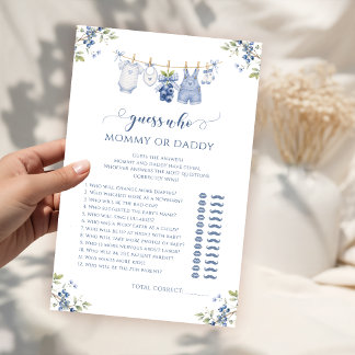 Papier Jeux de Baby Shower pour Garçon avec Maman ou Papa