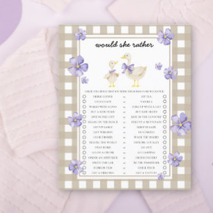 Papier Jeux de Baby Shower "Préfèrerait-elle" pour les bé