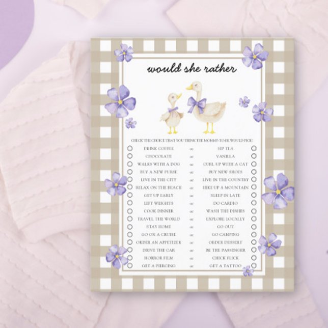 Papier Jeux de Baby Shower "Préfèrerait-elle" pour les bé (Créateur téléchargé)