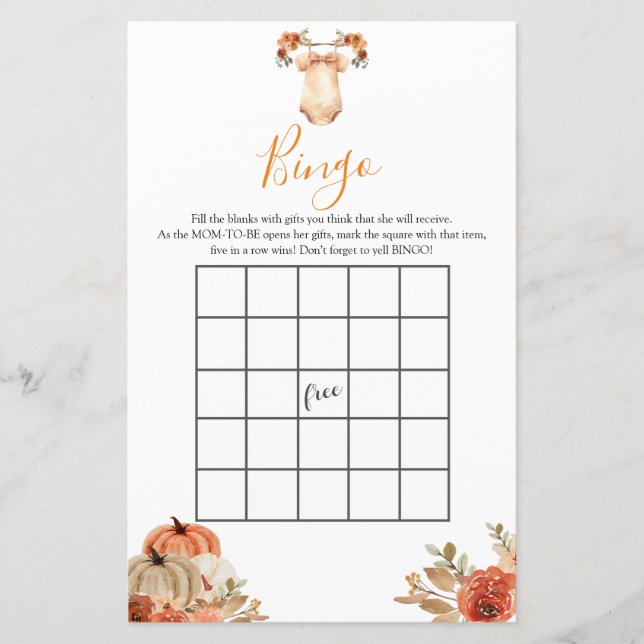 Papier Jeux de Bingo pour Vêtements de Bébé Fleuris de Ci (Devant)