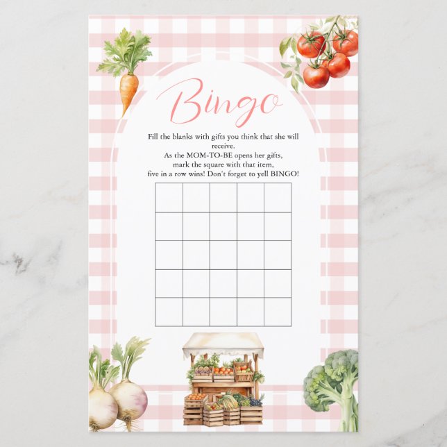 Papier Jeux de Bingo sur le Baby shower frais de culture  (Devant)