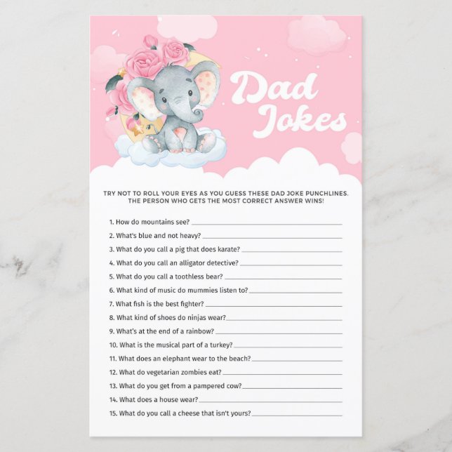 Papier Jeux de blagues de papa pour Baby Shower sur le th (Devant)