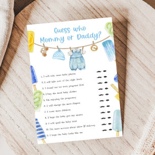 Papier Jeux de devinette Baby Shower Popsicle Boy