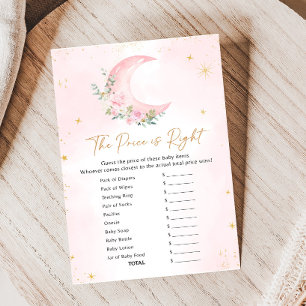 Papier Jeux de devinette de nom de Baby Shower Lune Rose 