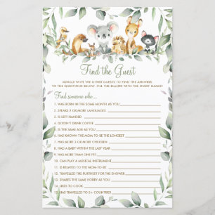 Papier Jeux de devinette d'invité de verdure d'animaux au