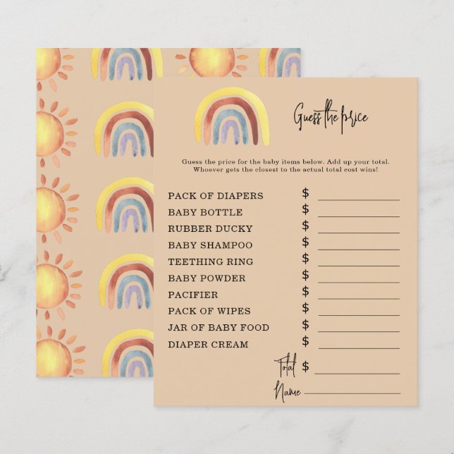 Papier Jeux de fête Boho Rainbow Party | Jeu de devinette (Devant / Derrière)