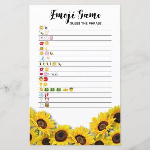 Papier Jeux de Fête des mariées Guess Game Tournesol Emoj