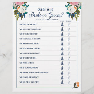 Papier Jeux de Fête des mariées Guess Who Brid ou Groom G