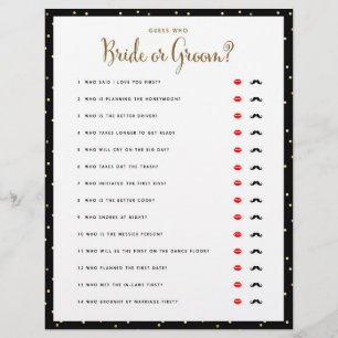 Papier Jeux de Fête des mariées Guess Who Brid ou Groom G