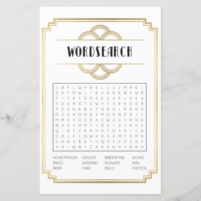 Papier Jeux de Fête des mariées Word Recherche Jeu Art Dé (Devant)