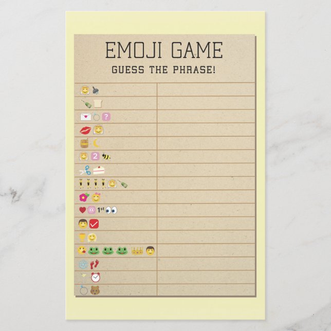 Papier Jeux de Fêtes des mariées Guess the Emoji Library  (Devant)