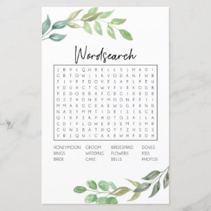 Papier Jeux de Mots Cacher pour Baby Shower avec Feuilla