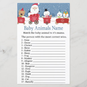 Papier Jeux de nom d'animaux de bébé Train de Noël Baby s