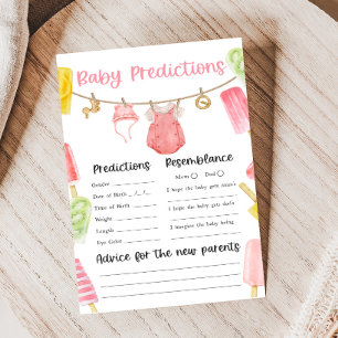 Papier Jeux de prédictions pour bébé Shower Fille Popsicl