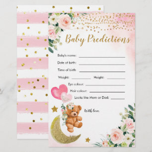 Papier Jeux de prédictions pour bébés Baby shower rose
