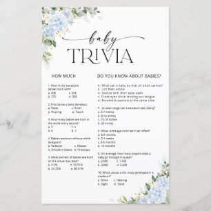 Papier Jeux de quiz bébé Fleurs d'hortensia bleu Baby Sho