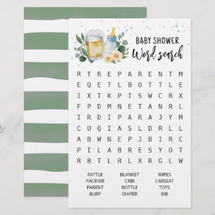 Papier Jeux de recherche de mots pour Baby Shower Baby Is