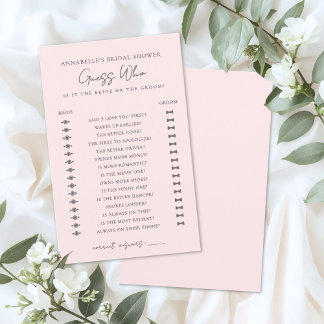 Papier Jeux de Salle de Réception de Mariage Rose Guess W