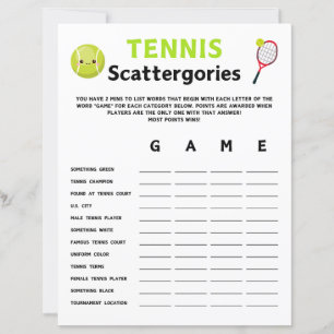 Papier Jeux de tennis Scattergories