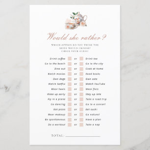 Papier Jeux de thé 'Would She Rather' pour enterrement de