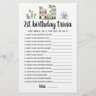 Papier Jeux de trivia modifiables pour un 2e anniversaire