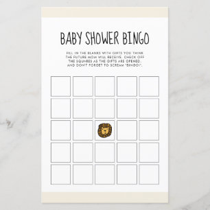 Papier Joli Baby shower de lion jungle Bingo