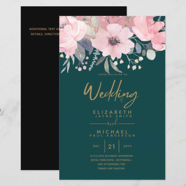 Papier Joli budget fille Rosegold Blush rose floral A9 (Devant / Derrière)