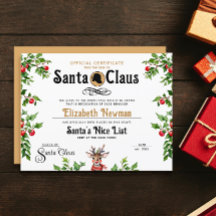 Joli certificat officiel de Père Noël bon ou mécha