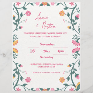 Papier Joli Faire-part de mariage Floral Complet