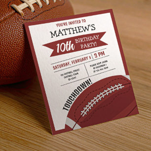 Papier Joli Football Ruban Budget Anniversaire Invitation
