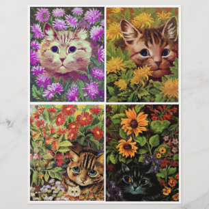 Papier Joli Garden Kitties par Louis Wain