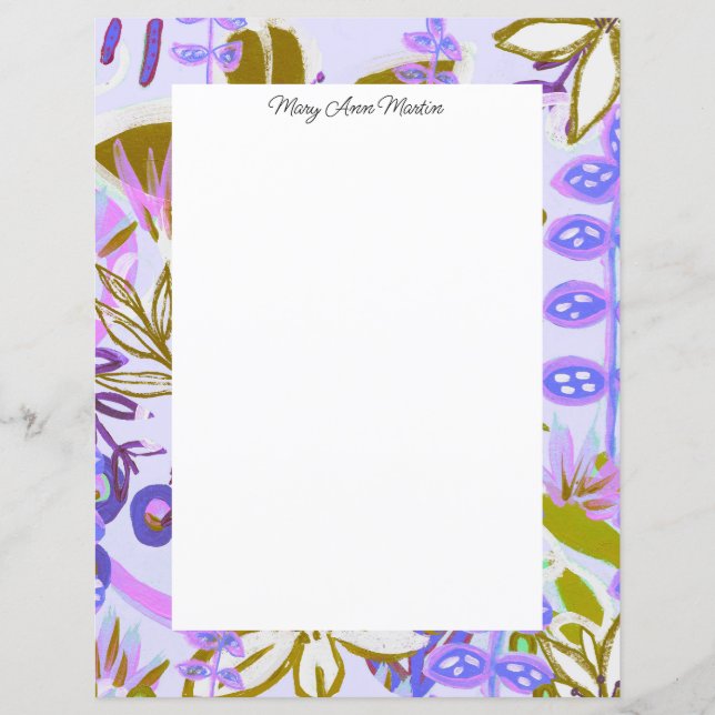Papier Joli Jardin Imaginaire Violet Floral Personnalisé (Devant)