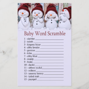 Papier Joli Noël Snowman Baby jeu de mots scramble