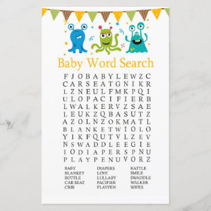 Papier Joli Petit Monstres Baby shower Mot de recherche J