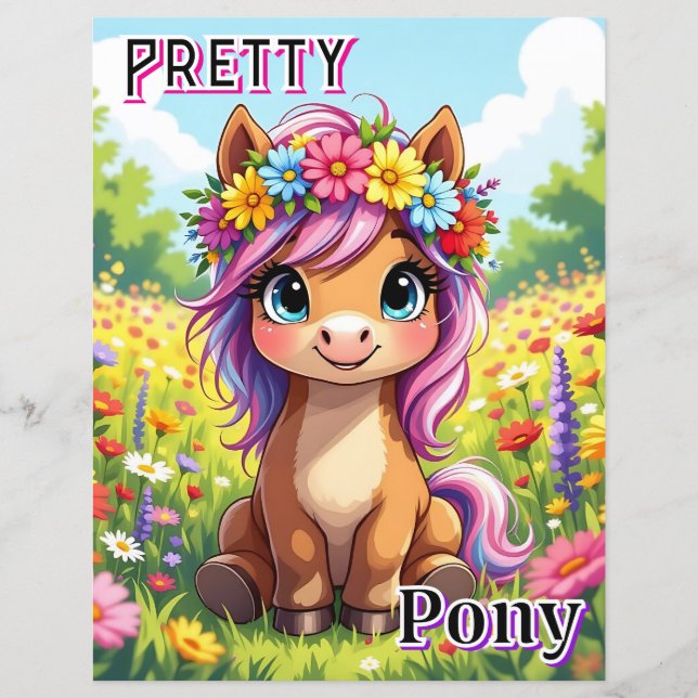 Papier Joli Pony | Belle caricature de l'art de la pépini (Devant)