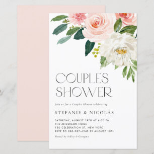 Papier Jolie aquarelle Floral Couples Douche Invitation