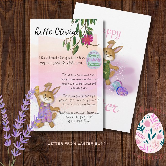 Papier Jolie lettre rose de Bunny de Pâques (Pretty Pink Letter from Easter Bunny)