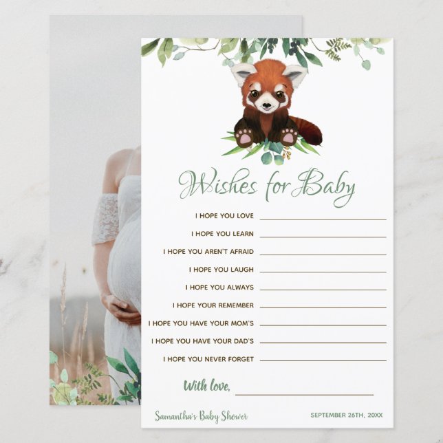Papier Jolie Red Panda Baby shower Game Wings pour bébé (Devant / Derrière)