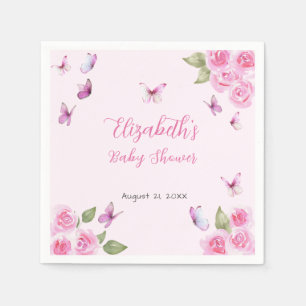 Papier Jolie serviette de bébé en rose papillon pour Baby
