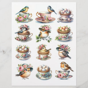 Papier Jolies aquarelles en Casquette perchées dans les t