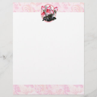 Papier Jolies roses roses roses sur Arrière - plan rose