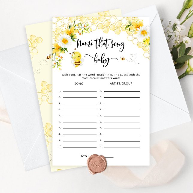 Papier Jote abeille nom baby shower que la chanson jeu bé (Créateur téléchargé)