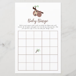 Papier Jote Sloth Baby shower Jeu Bingo Brown Kawaii